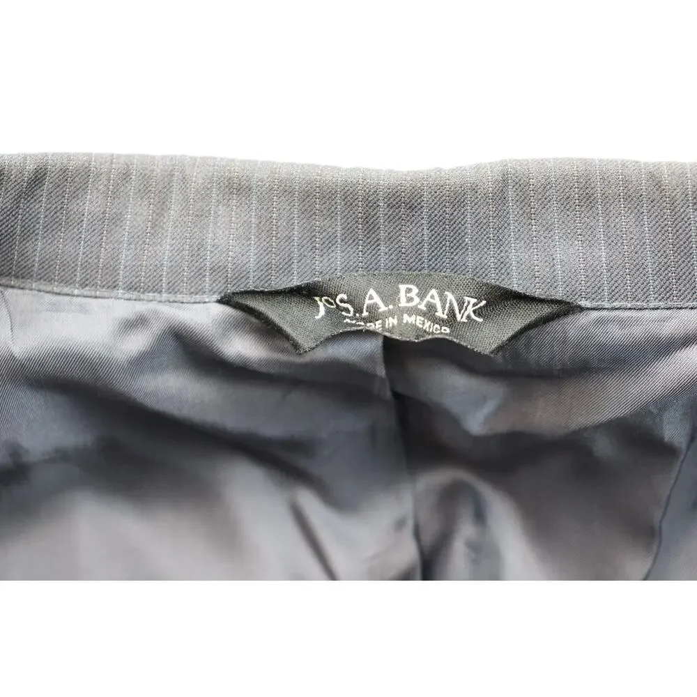 Jos A Bank Blazer Mens 42R Gray Striped Lined 2 Button Suit‎ Jacket